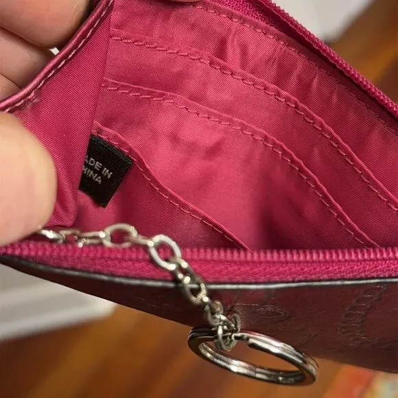 COACH LEATHER CARD CASE WALLET PINK FUCHSIA METALLIC 2009 TASSEL SLG VHTF VGUC - Picture 9 of 10